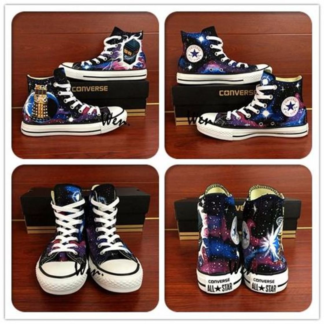 Fashion Homens Converse Pintados à Mão Gato Cheshire Tela Superior A