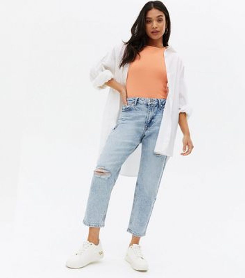 Social New Look 915 Bleach Mom Vaqueros, Dark Blue, 38