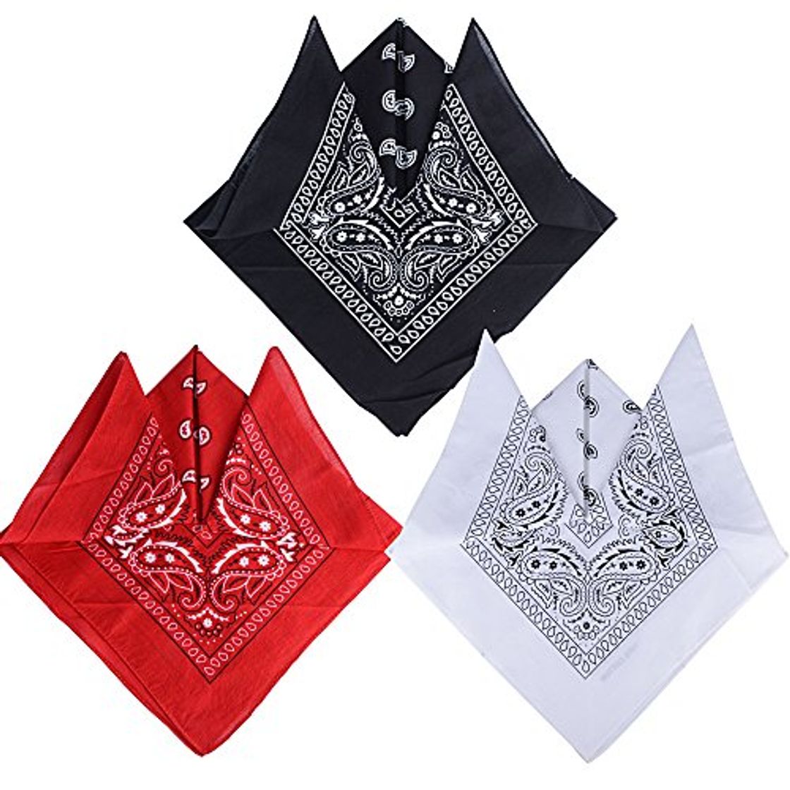 Fashion QUMAO Pack de 3 Pañuelos Bandanas de Modelo de Paisley para Cuello/Cabeza