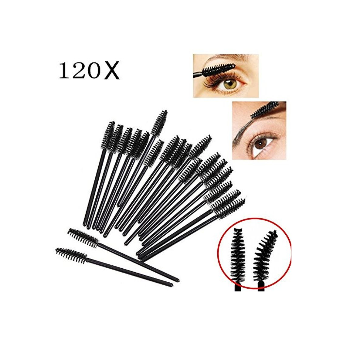 Product JZK 120 Piezas desechables pestañas cepillos varitas rimel cepillos mascara cepillo