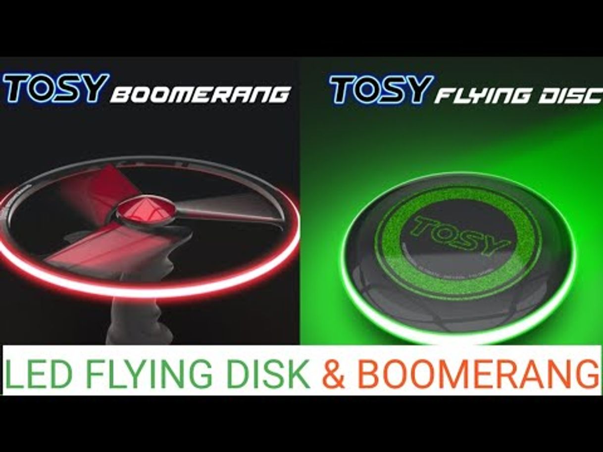 Películas Tosy Flying Duo-Disco Voador 360 LED e Boomerang patenteado.