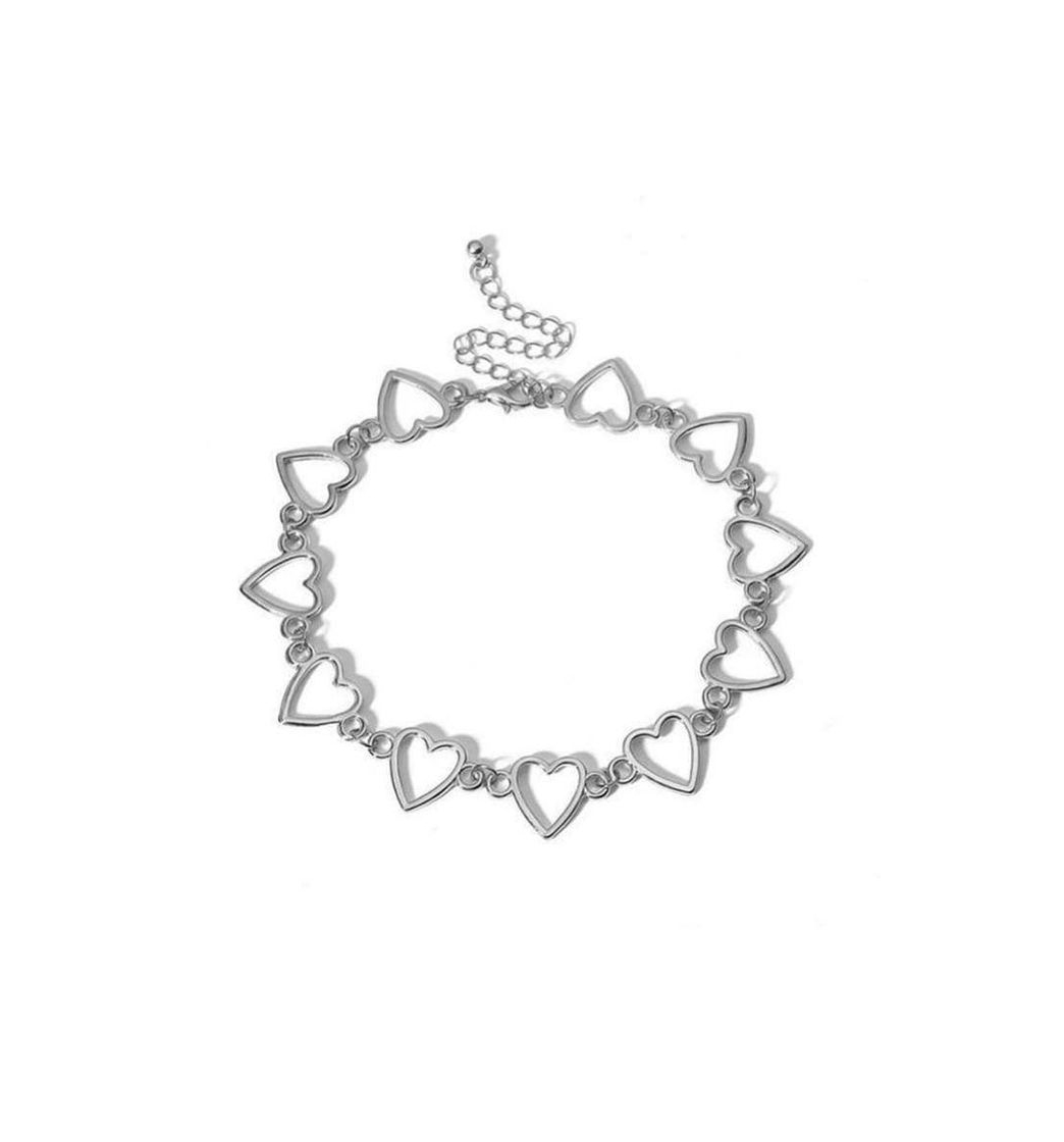 Moda Choker corazones de plata