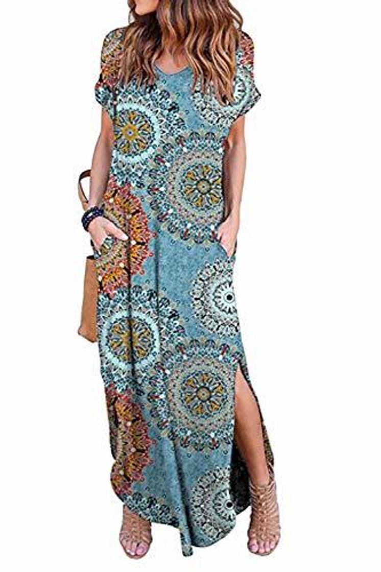 Product Vestidos Mujer Casual Playa Largos Verano Floral Vestido Boho Hendidura Falda Larga