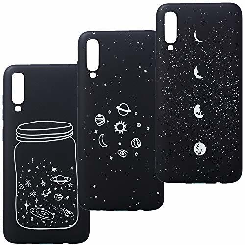 Electronic CUAgain 3 X Funda Compatible con Samsung Galaxy A70 2019 Silicona Dibujos