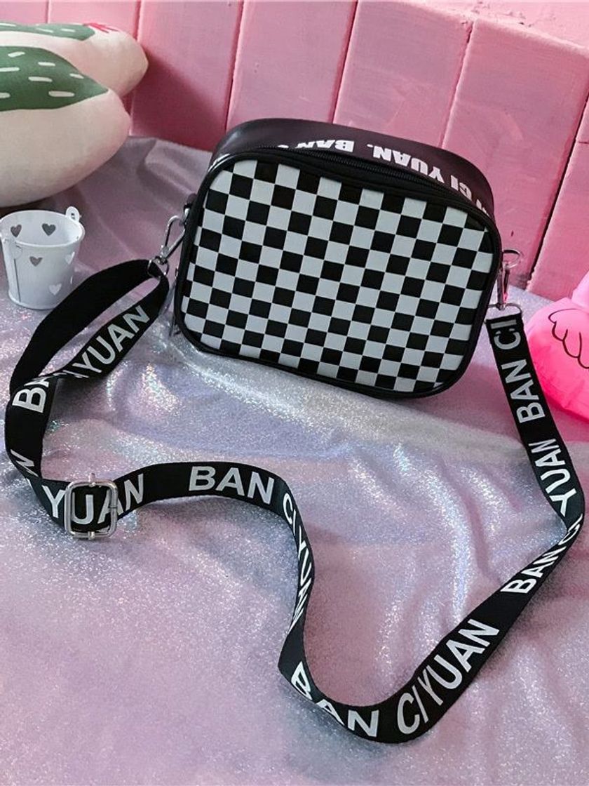 Bolsa gingham crossbody bag