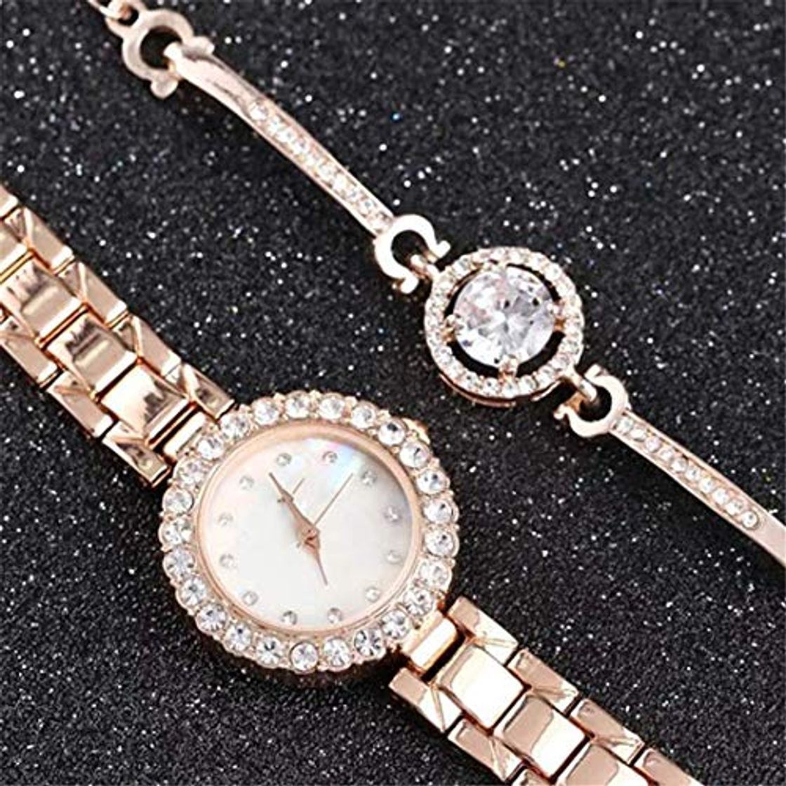 Moda CMXUHUI 2pc Ladies Watch Set Fashion Pulsera Pink Dress Watch Ladies Jewelery