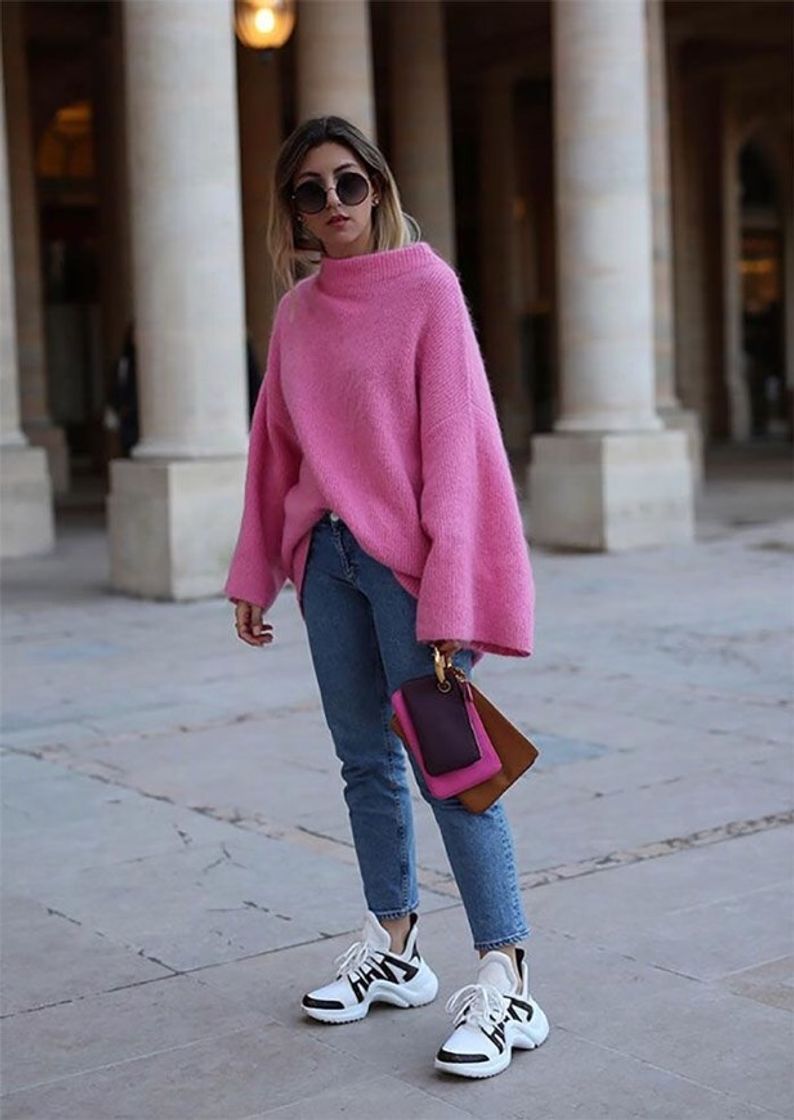 Moda frio + rosa 💖