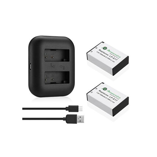 Powerextra 2 Pack Baterías para Canon LP-E17 con Dual Cargador USB para