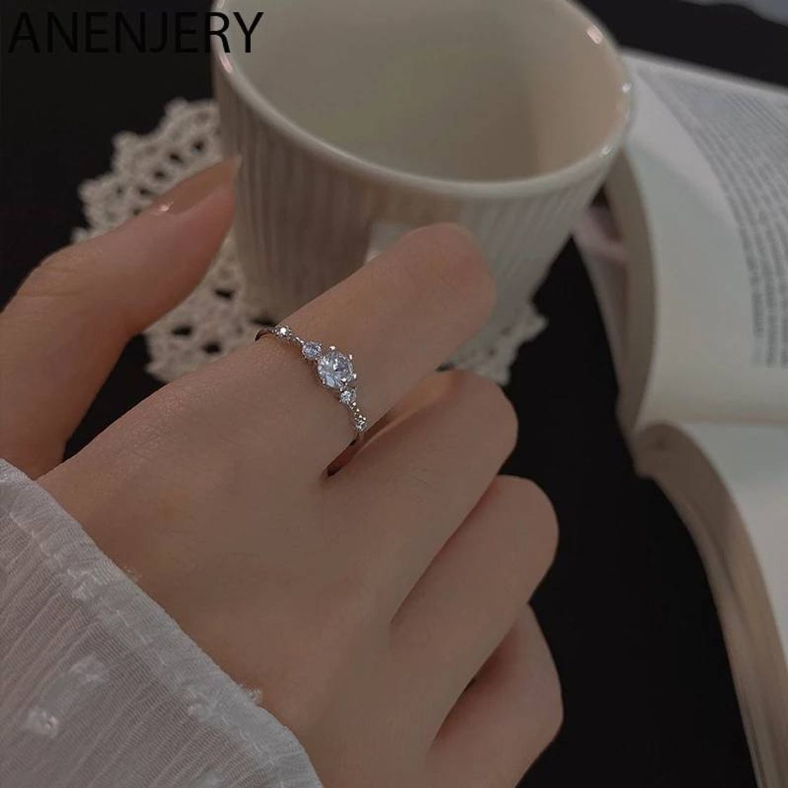 Moda Anenjery 925 prata esterlina brilhante zircon