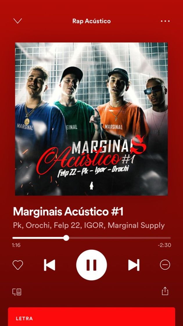 Canción Marginais acústico 