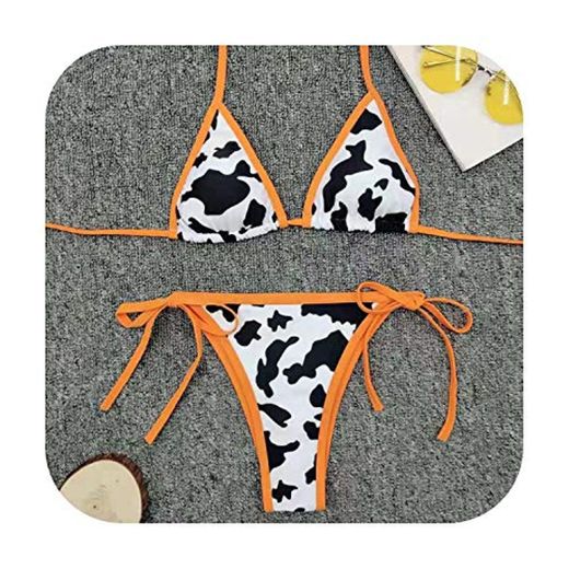 F-pump - Bikini sexy para mujer con estampado de vaca para verano