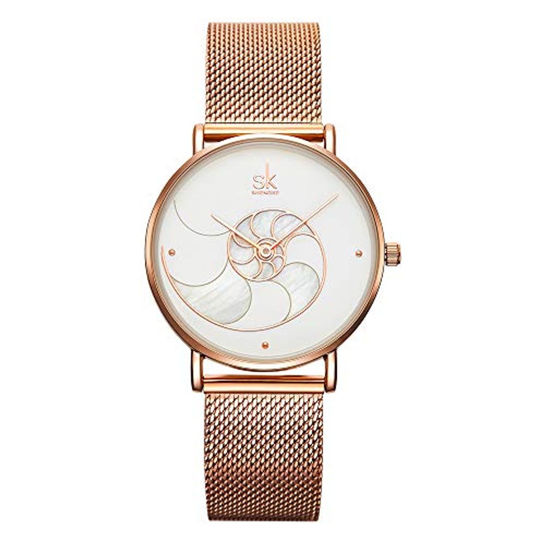 Producto SK Creative Ladies Watch Banda de Malla de Acero Inoxidable Reloj de Pulsera Cuarzo para Mujer Vestido de niña Reloj relogio Feminino