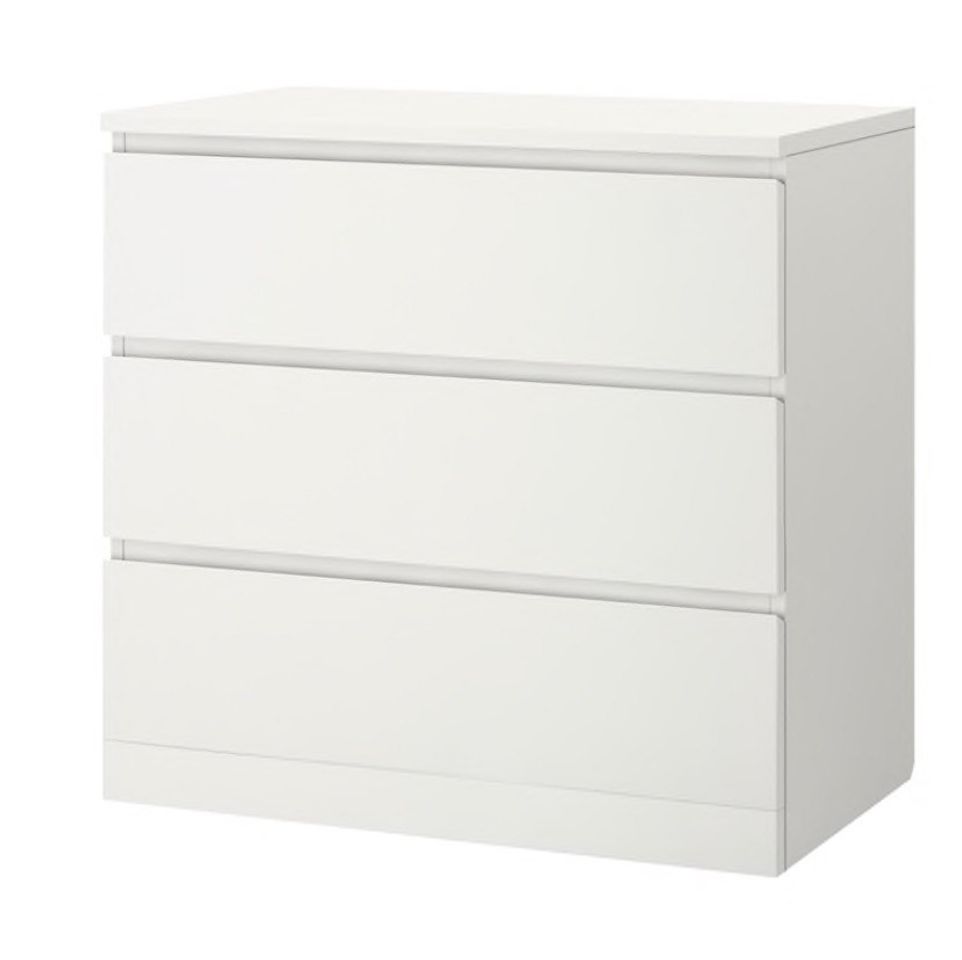 Moda MALM Cómoda de 3 cajones, blanco, 80x78 cm - IKEA