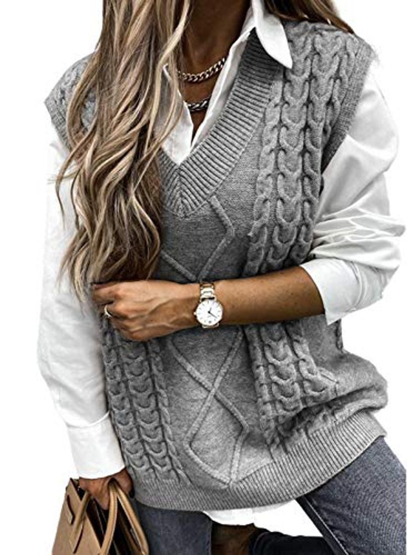 Social BLENCOT Chaleco sin Mangas Mujer Suéter sin Mangas Mujer Suéter de Mujer Jersey sin Mangas Mujer Chaleco Punto Mujer Corto Jerséis para Mujer Gris Largo Camisetas sin Mangas Mujer Gris XL