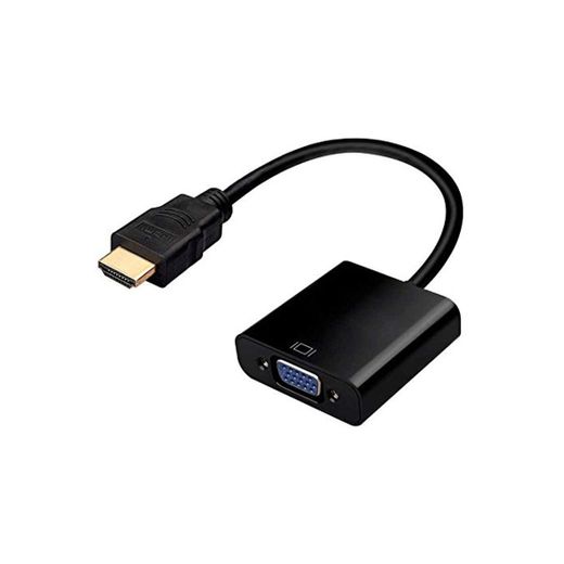 OcioDual Adaptador Conversor de Señal Video Cable de Entrada HDMI Macho a Salida VGA Hembra 1080p Negro para PC PS3 DVD Monitor