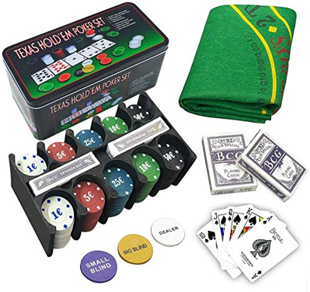 Productos EUROXANTY® Set de Póker y Blackjack | Resistente Caja de Metal