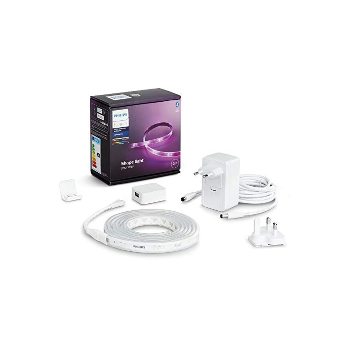 Producto Philips Hue Lightstrip Tira Inteligente LED 2m, con Bluetooth, Luz Blanca y