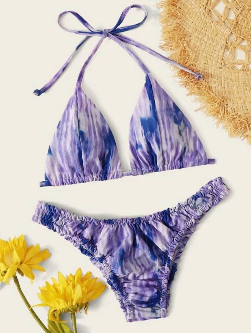 Moda Bikini triángulo tie dye shein