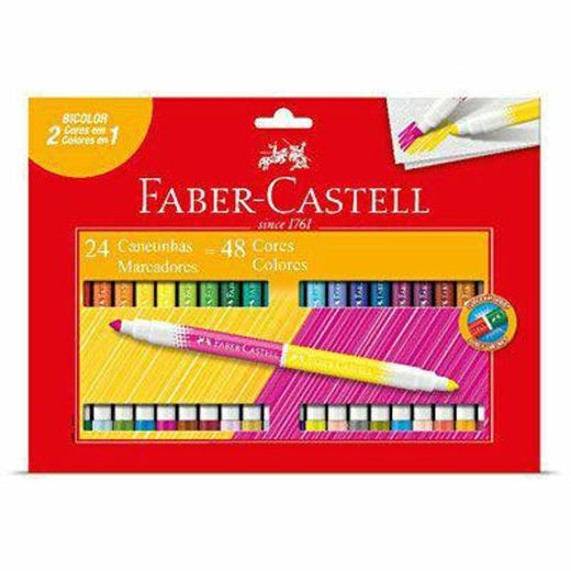 Canetinhas hidrocor duas cores com ponta cônica Faber Castel