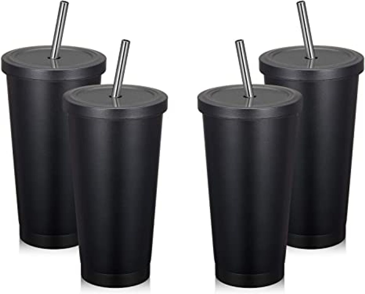 Moda Vaso negro con cañita 