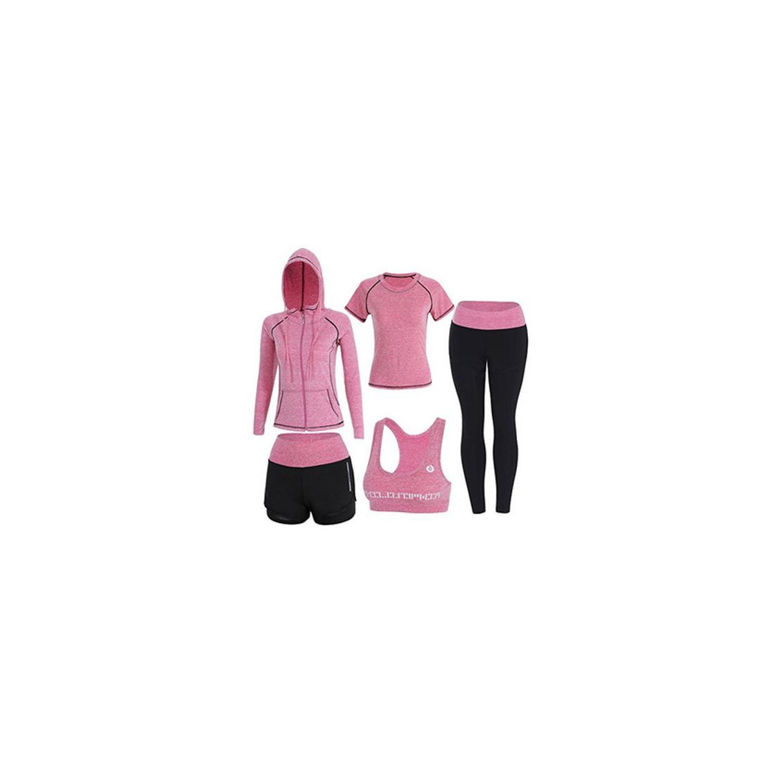 Social BOTRE 5 Piezas Conjuntos Deportivos para Mujer Chándales Ropa de Correr Yoga