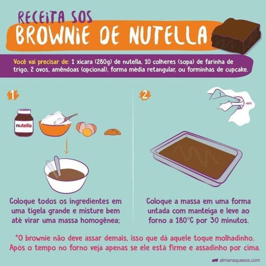 Receita brownie de Nutella