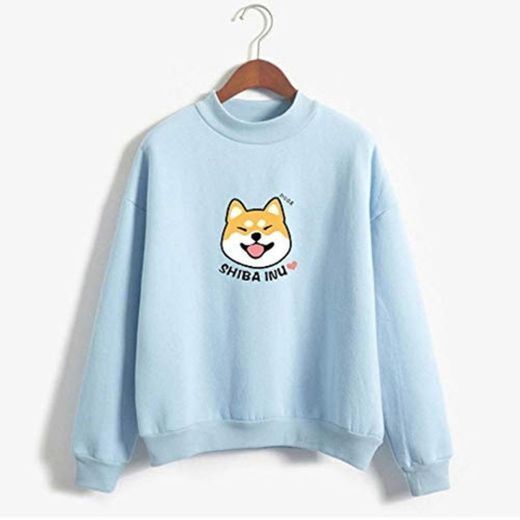 Sudaderas Mujer Women Harajuku Hoodies Cartoon Dog Shiba Inu Anime Printed Sweatshirt Sudadera Mujer Moletom Feminino Kawaii Pullover Top Blue L