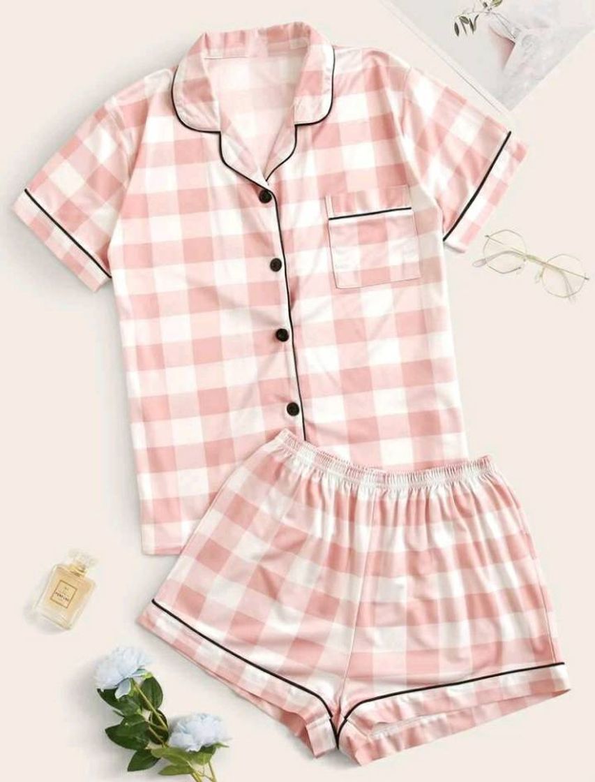 Moda Conjunto de pijama Rosa Confortável