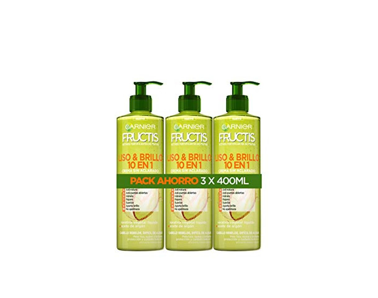 Producto Garnier Fructis Tratamiento Liso y Brillo 10 en 1 Crema Sin Aclarado