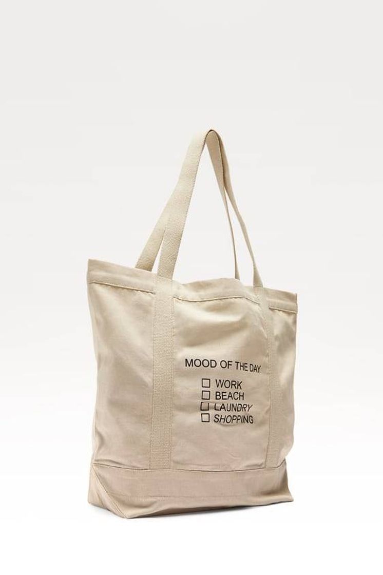 Moda BOLSA SHOPPER ESTAMPACIÓN TEXTO - Crudo |