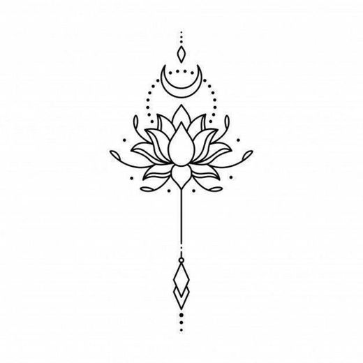 Lua e flor de lotus