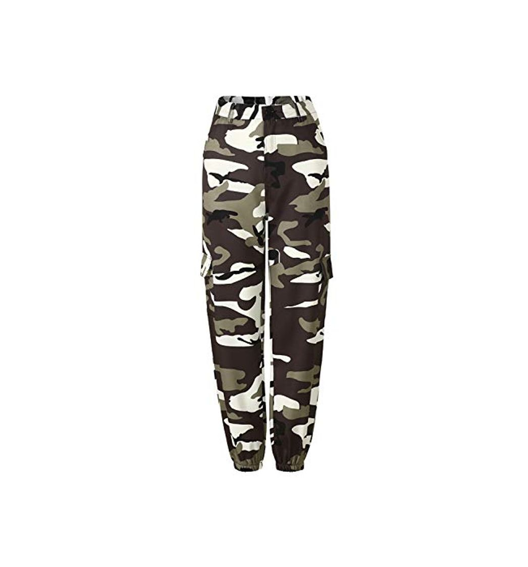 Moda Pantalon Camuflaje Mujer Tallas Grandes Retro Boyfriend Pantalone Chandal Cargo Baggy Hip Hop Danza Harem Pants Leggins Deporte Cintura Alta Camo Trousers Pantalon Militar Colores Punk Rock Streetwear