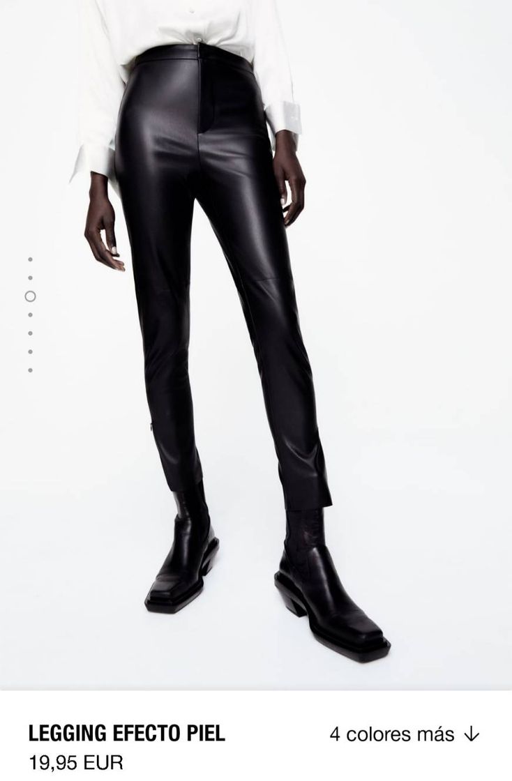 Moda ZARA Official Website Legging efecto piel en negro