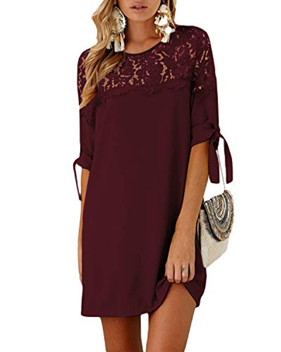 Fashion YOINS Vestido Casual para Mujer Verano Vestidos Largos Manga Corta con Cuello