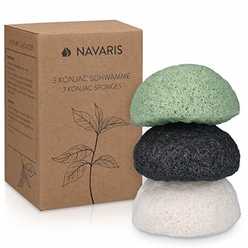 Social Navaris Set de 3 esponjas de limpieza faciales Konjac