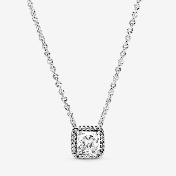 Moda Square Sparkle Halo Necklace