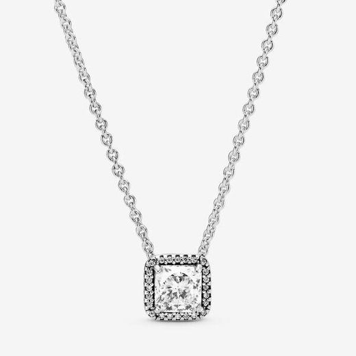 Square Sparkle Halo Necklace