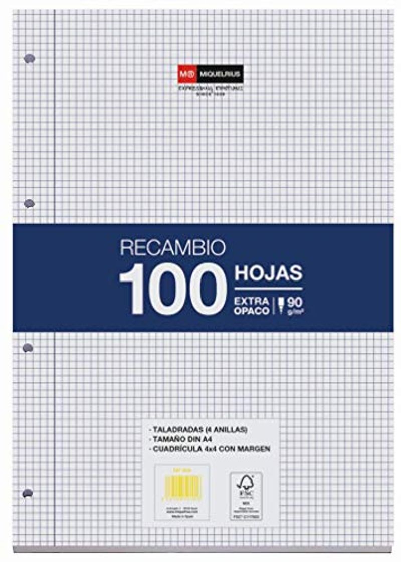 Producto Miquelrius Recambio 100 hojas