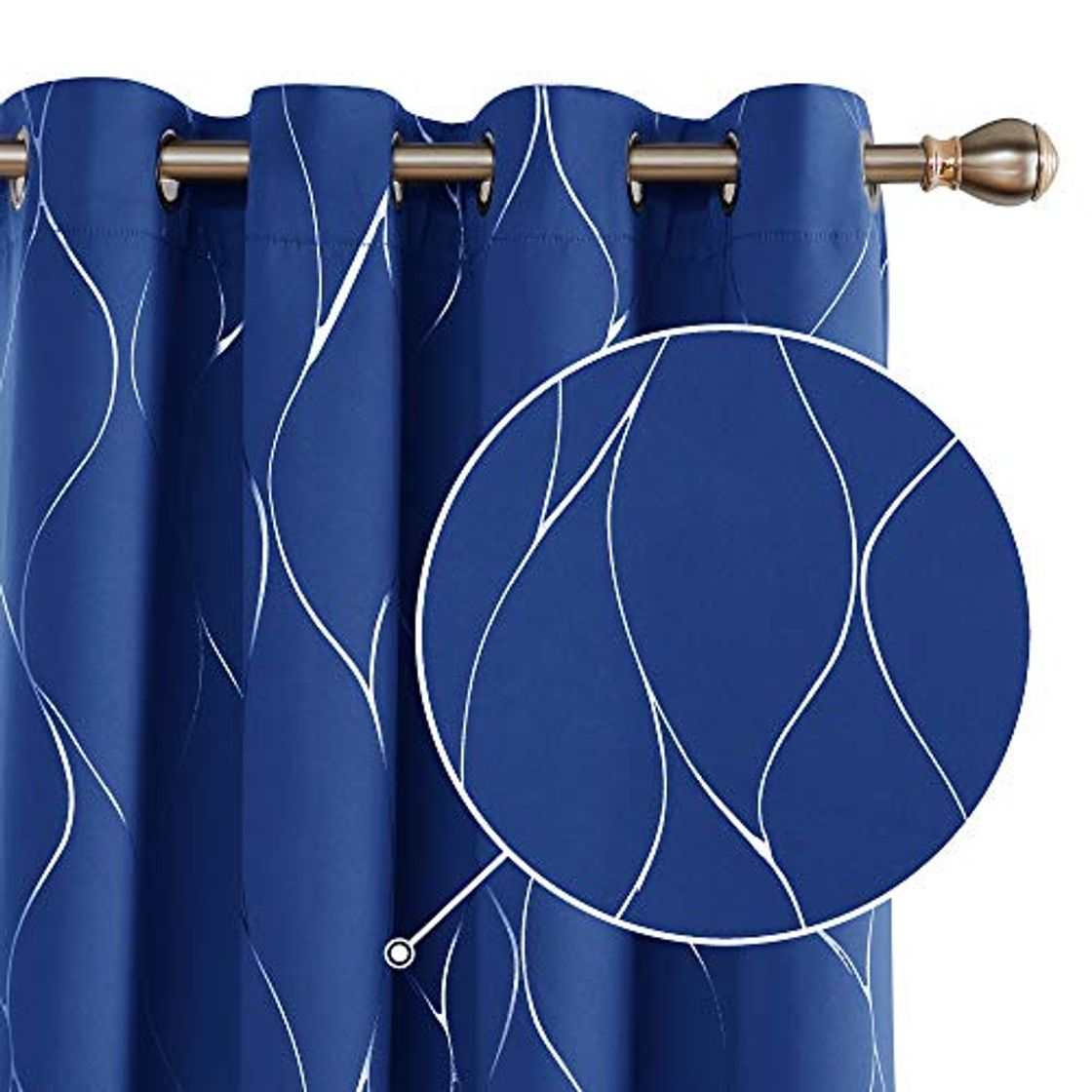 Social Deconovo Cortina Dormitorio Térmica Aislante Frío y Calor Dcorativo con Ollaos 2 Piezas 140 x 245 cm Azul Oscuro