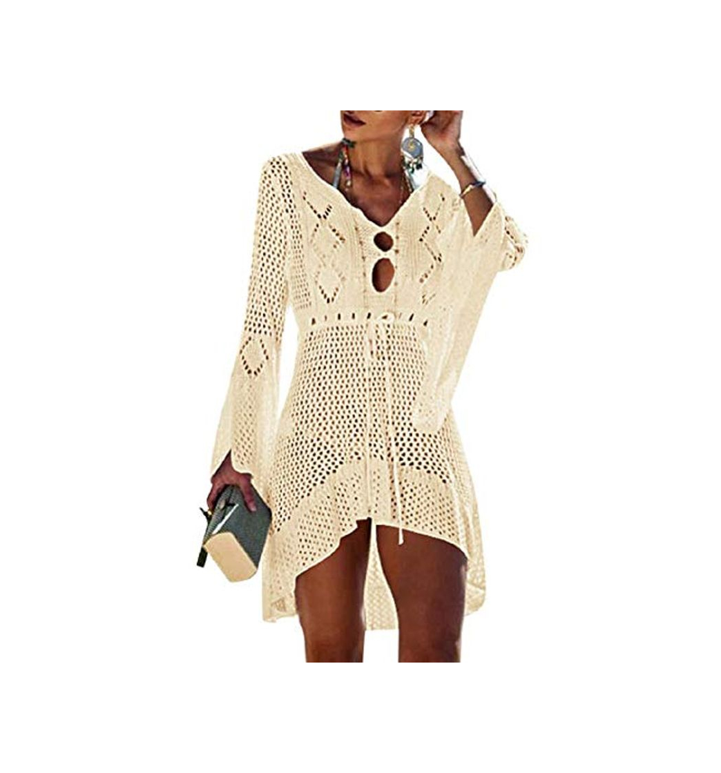 Social Voqeen Mujeres Sexy Bikini Cover up Vestido de Ganchillo Playa Túnica de