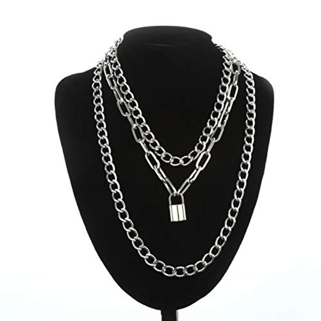 Social WDam Collar de Cadena de Bloqueo con Colgantes de candado