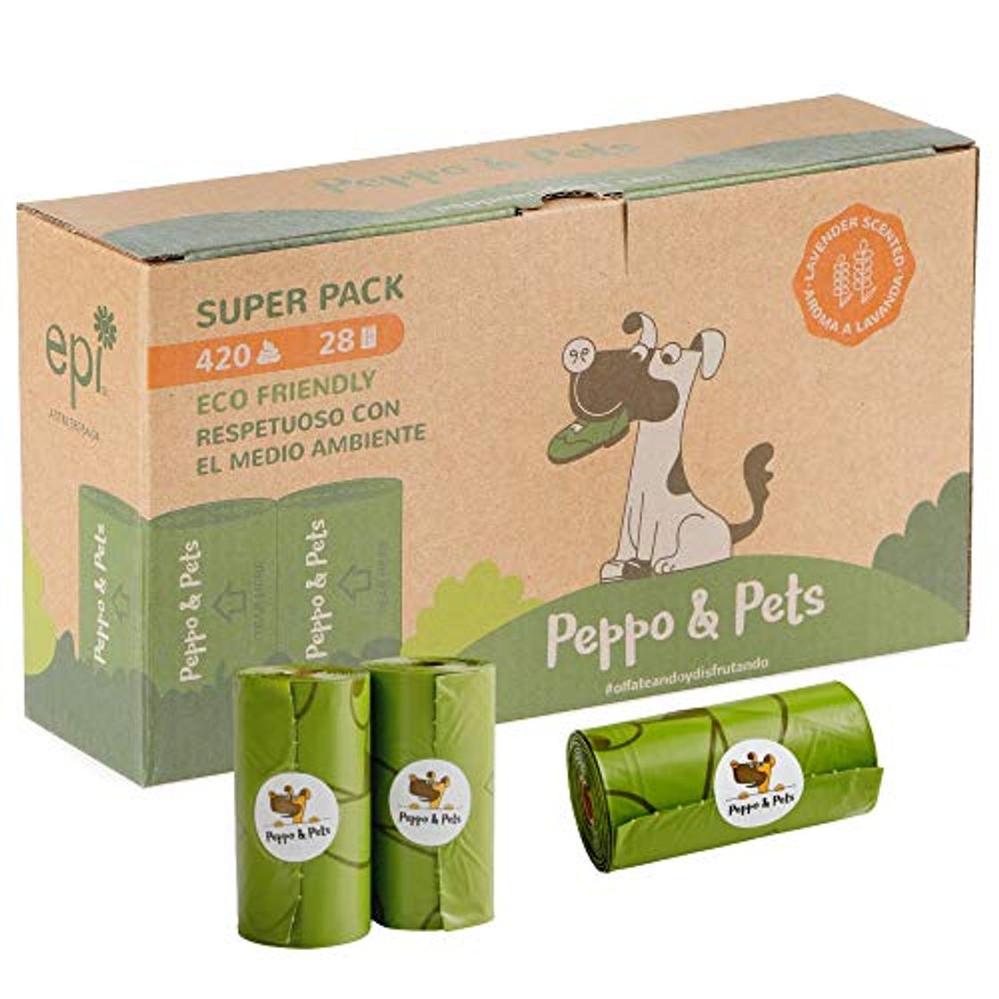 Producto Peppo and Pets- 420 Bolsas biodegradables para excrementos de Perro -