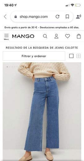 Jeans culotte tiero alto azul 