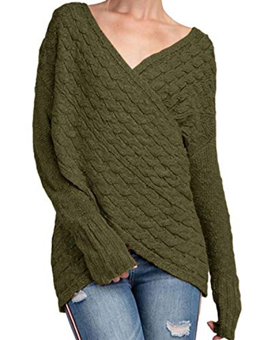 Fashion YOINS Jersey Punto Mujer Invierno Suéter Cuello en V Jerséis Manga Larga