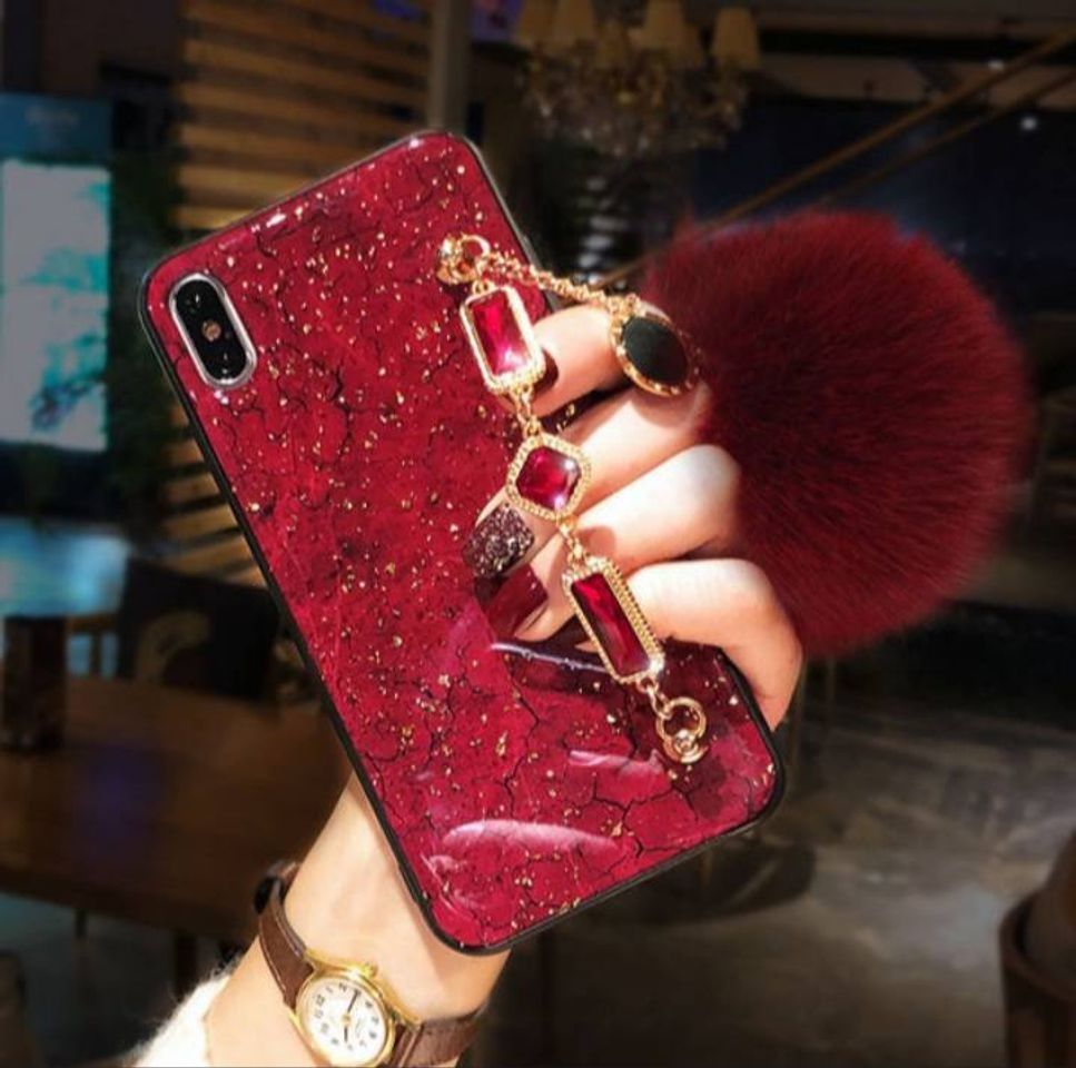 Moda Capa vermelha de glitter com corrente strass