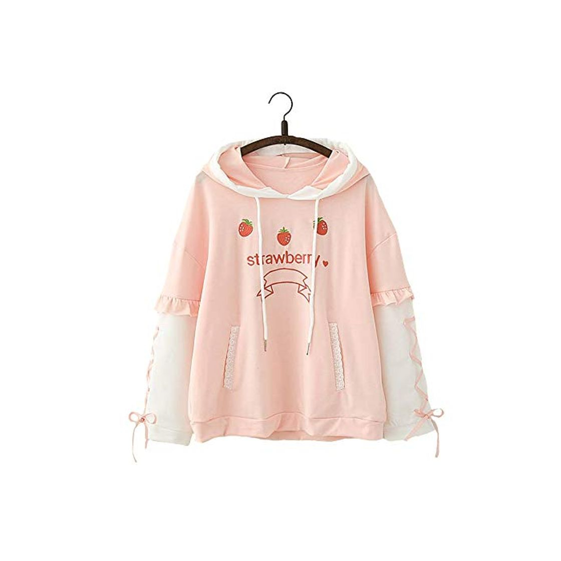 Product Linda Ulzzang Chicas' Moda Dulce Fresa Fruta Diseño Rosado Capucha Cinta Diseño