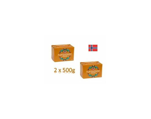 Lata tradicional noruega para queso marrón Brunost 2 x 500 g Fløtemysost