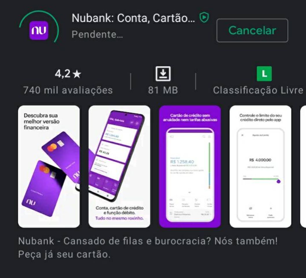 Moda Conte digital NuBank 