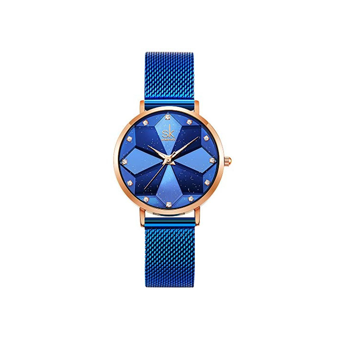 Fashion SHENGKE Estrella Reloj de Pulsera para Mujer, Correa de Malla, Elegante, para