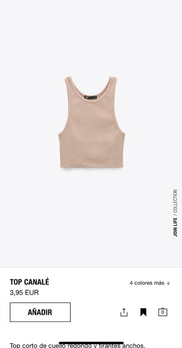Social Top canalé beige de Zara